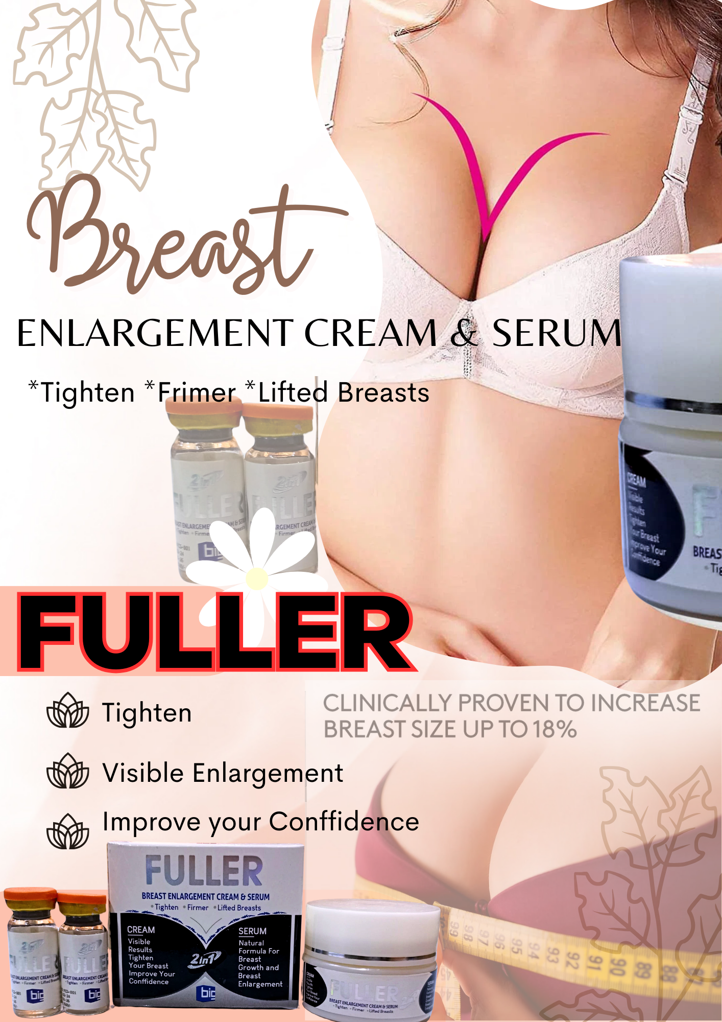 Fuller Breast Enlargement Cream & Serum